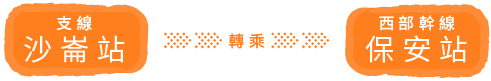 支線沙崙站 轉乘 西部幹線保安站